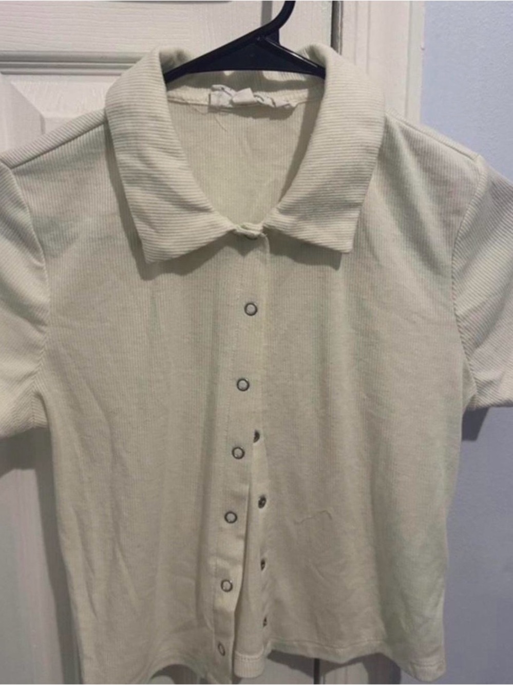 White button-up collared short sleeve
